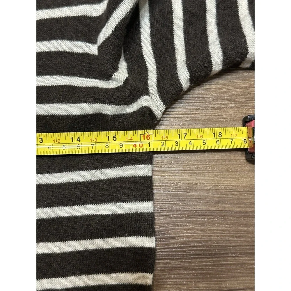 Tory Burch Felicia Tunic Striped Sweater Wool/Cashmere Blend Brown Sz XS
